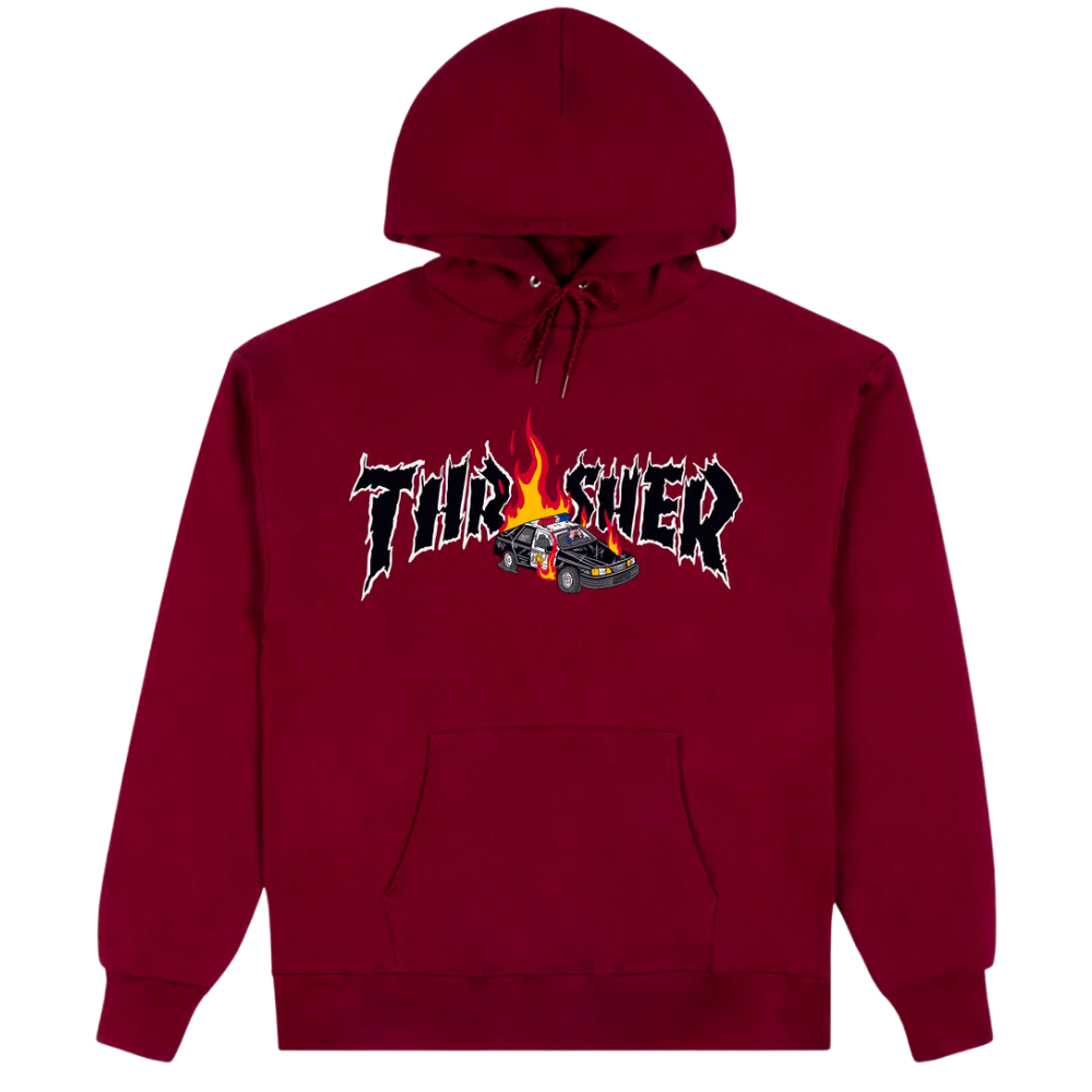 Thrasher Cop Car Hoodie Maroon Stoked Boardshop