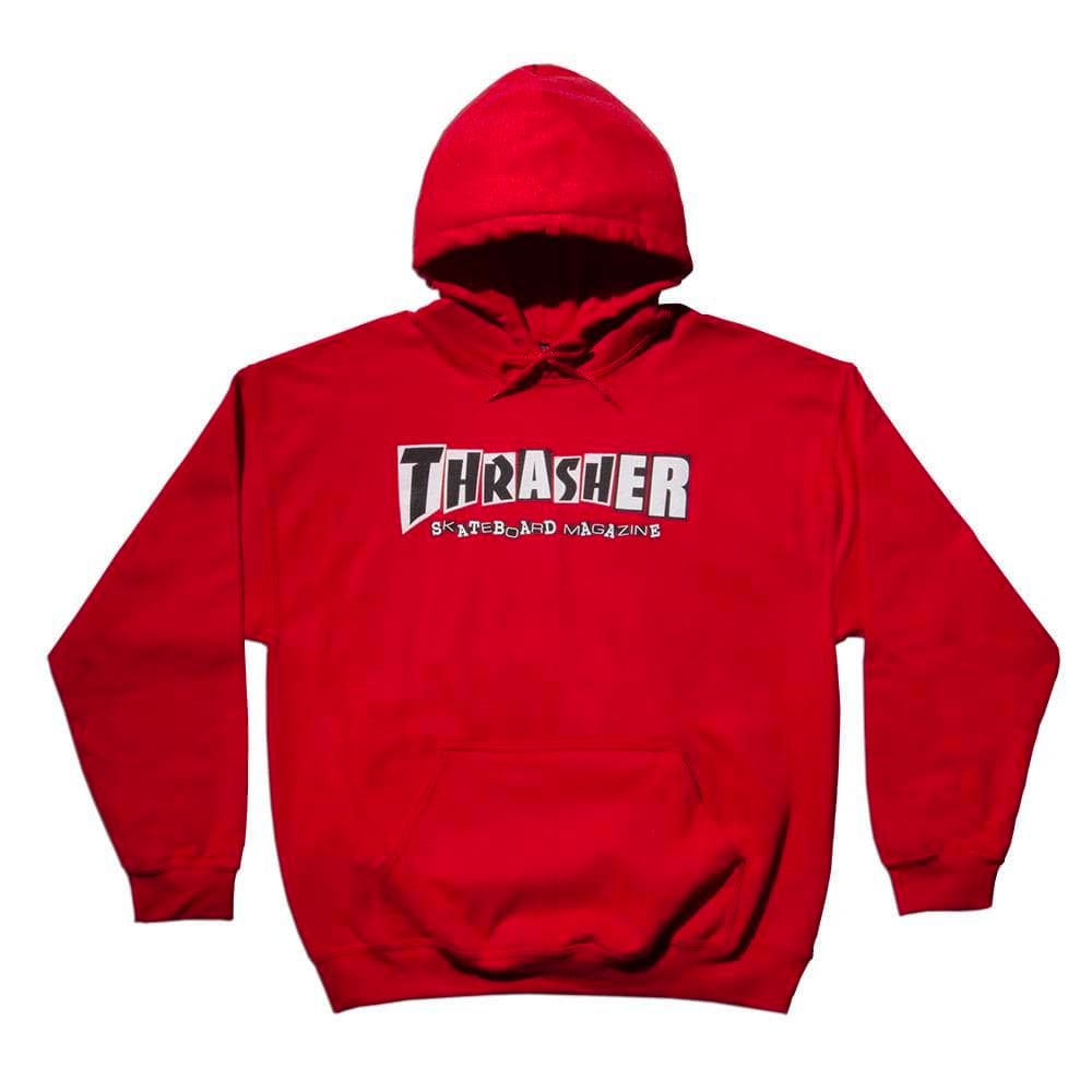 Black and hotsell red thrasher hoodie