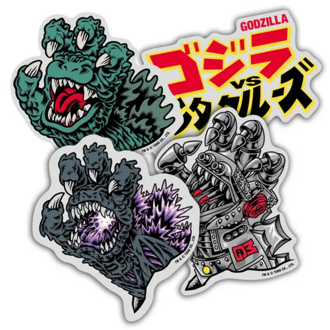 Godzilla vs Santa Cruz Mylar Sticker 4-Pack