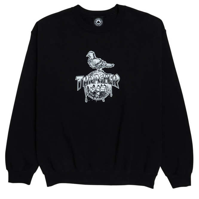 Thrasher x Antihero Cover The Earth Crewneck Black