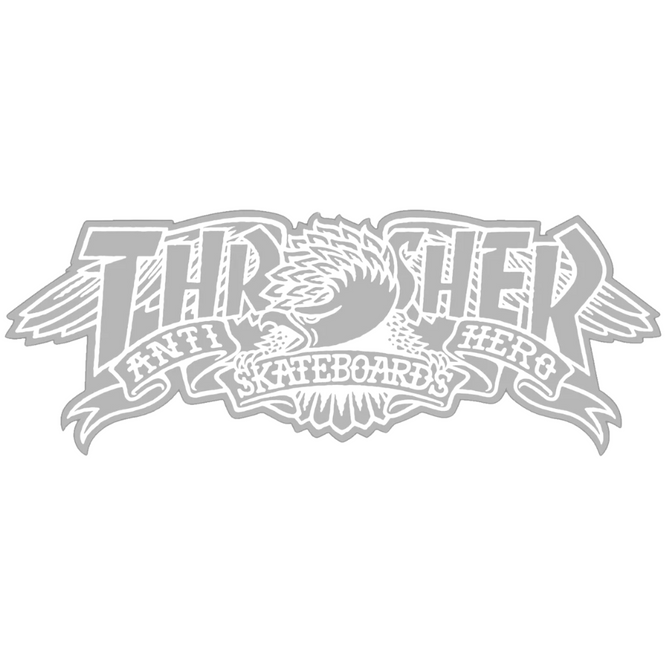 Thrasher x Antihero Mag Banner Sticker White